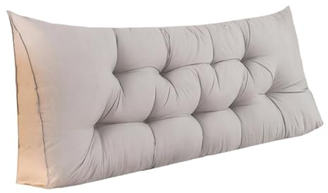 Oreiller triangulaire 2026 Coussin de tête de lit, soutien dossier pour dortoir, canapé, chaise, confortable, décoratif, en polyester, 200 x 50 cm (Light Gray, taille unique)