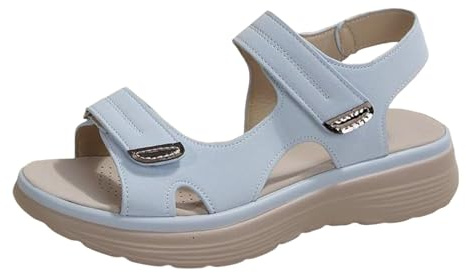Sandali da donna estivi alla moda con zeppa 2026 Plus Size Primavera Suola spessa Lavoro Ufficio Elegante Western Hook and Loop Estate 2026 Primavera 2026 Moda Spiaggia Donna Sexy, Azzurro, 36.5 EU