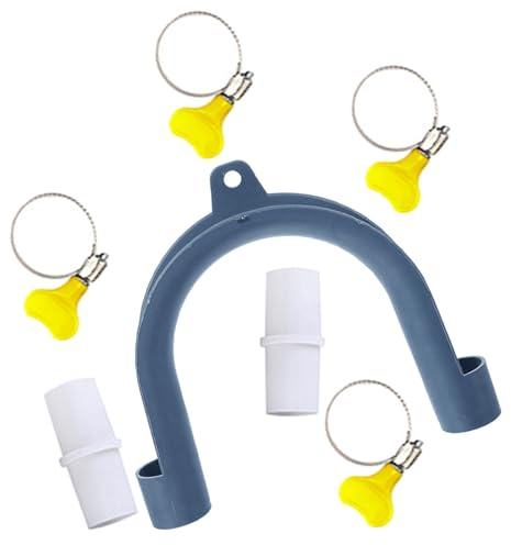 HOMOCONO Washing Machine Drain Hose Hook U Shape Plastic Hose Support Bracket with Clamps and Adapter for Washer Dryer Drain Pipe in Laundry Room