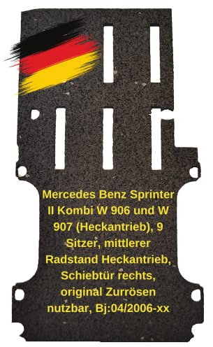 aruma® Antirutschmatte kompatibel für Mercedes Benz Sprinter II Kombi W 90 W 907 (Heckantrieb), Standard Radstand L2, Schiebtür rechts, original Zurrösen nutzbar, Bj:04/2006-xx