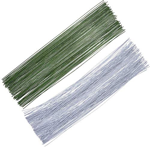 BEHAHAI 200 tallos de alambre floral, 0.45 mm, calibre 26, alambre fino verde para hacer flores y envolver manualidades