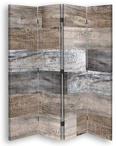 Raumteiler Trennwand Holz Paravent 4-teilig Textur Braun 145x170 cm