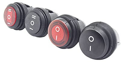 Interrupteur à bascule rond imperméable de 1 pcs 12V 220V rouge vert jaune jaune LED à la ligne bascule interrupteur OFF SPST,Red 220V Light,ON-OFF-ON,Half Round