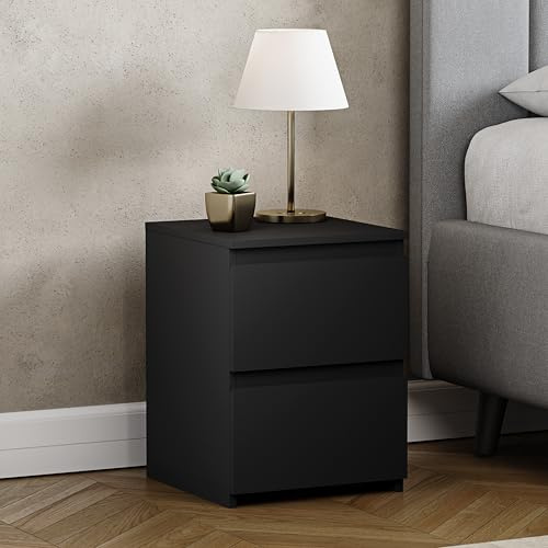 Vida Designs Denver Table de Chevet 2 tiroirs Noir
