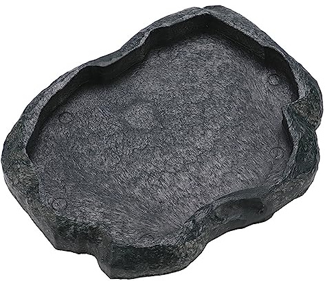 Mangeoire pour Reptile Terrarium,Résine Durable Reptile Rock Nourriture et Eau Plat Mangeoire Bol pour Tortue Lézard (Vert M)