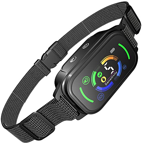 Collier Anti Aboiement-Conformes à La Nouvelle Loi 2024-Collier Vibrant,sans Choc Statique avec 5 Niveaux de Sensibilité Réglables,Rechargeable et 3 Mode Sonore,Vibration et Forte Vibration