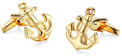 Manschettenknöpfe maritimes Design – originelle Manschettenknöpfe im Meer Stil verkauft als Paar – Party-Zubehör oder Kostüm, Hemd und Jacke, Smoking, Anker Marine, One size