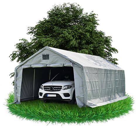 Zeltgarage - Carport PVC 400x800x305 cm - Lagerzelt - Unterstand - Weidezelt - Autozelt - Fahrradgarage wetterfest - Motorradgarage - GeräteschupPVCn - Gerätehaus - Plane Pavillon - Partyzelt 4x8
