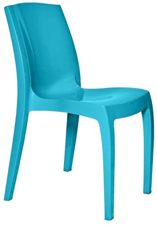 1 x Chair Blue Gloss, Stackable, Recyclable, Strong, Made in UK, Durable, Stylish, Comfortable, UV Resistant | Kitchen, Living, Dining, Office, Outdoor, Café, Restaurant, College, Hotel, Event