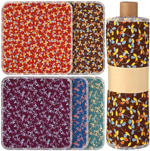 VitalCozy 25 Pcs Reusable Paper Towels Reusable Cotton Towels Toilet Absorbent Washable Paper with Roll Kitchen Dishcloth for Kitchen(Bamboo)