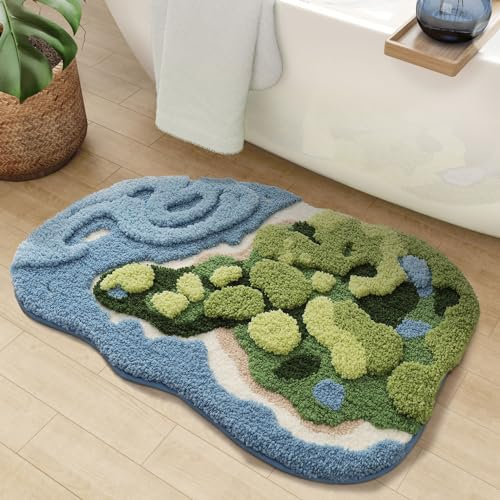 DEXI Badezimmerteppich 50 x 80 cm, Absorbierende weicher Badematte rutschfeste, Mikrofaser Badvorleger für Dusche, Badewanne und Waschbecken