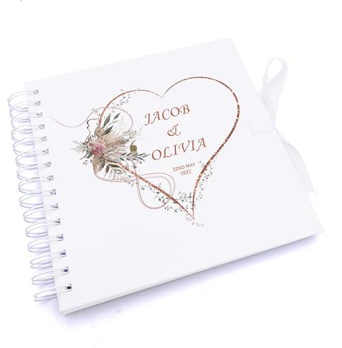 Personalised Wedding Guest Book Memory Scrapbook Photo Album Rose Gold Heart
