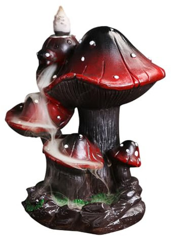 ISAKEN Wasserfall Rückfluss Räuchergefäß 3D Pilz Rückfluss Weihrauchbrenner Räucherbrunnen Keramik Weihrauchhalter Meditation Räuchern Weihrauchbrenner für Wohnkultur Aromatherapie Ornament