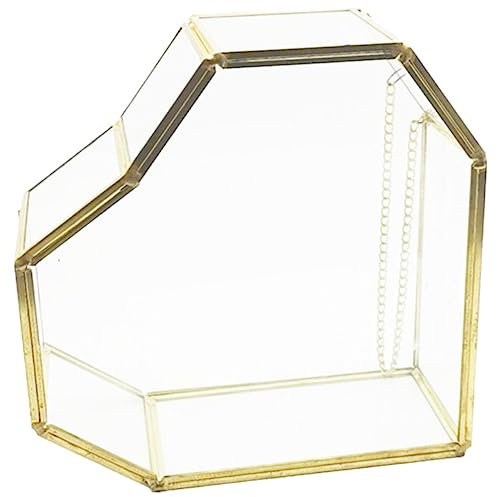 CALLARON Heart Shaped Glass Jewelry Storage Organizer Elegant Trinket Holder with Metal Frame Decorative Keepsake Box for Necklaces Earrings Unique Weddings and Special Occasions