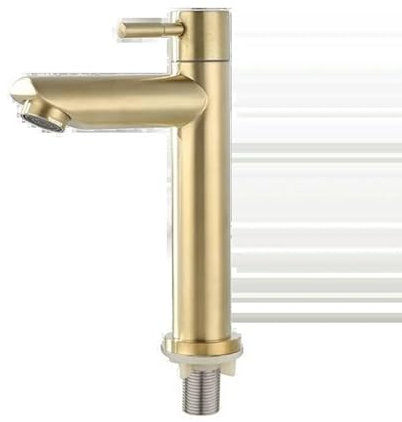 Wasserhahn Becken Wasserhahn 1/2 Zoll 304 Edelstahl Einzigen Kaltwasserhahn Gold Schwarz Silber Farbe Deck Montiert Becken Waschbecken Wasserhahn Wasserhahn KüChe(Color:Gold)