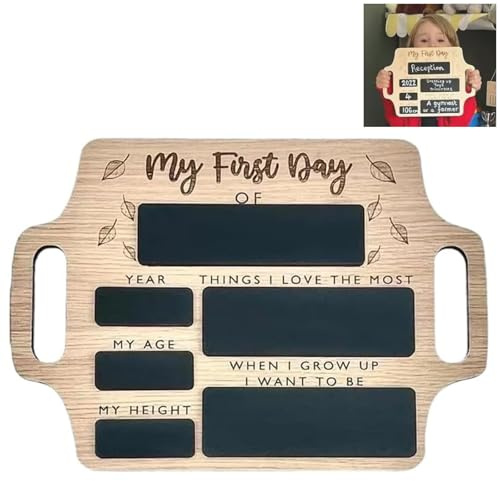 Xiciki First Day of School Board med handtag, bärbar tavla skylt för tillbaka till skolan fotorekvisita personliga barn förskola förskola primära gåvor (1-pack)