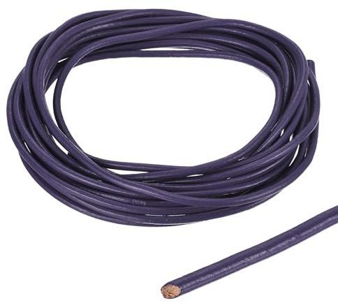 DMiotech Cordón De Cuero Redondo Morado Oscuro De 3mm 5m (5.5 Yardas) Cordón De Cuero Redondo Cuerda De Cuero para Hacer Collares Pulseras Abalorios Joyería Proyectos DIY
