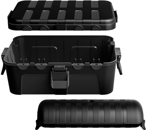 [2-Piece Set] RESTMO Large Waterproof Electrical Box (32 × 22 × 13cm) with 1 Medium (29 × 11 × 7.5cm), IP54 Outdoor Extension Lead Cover for Plug, Socket, Timer, Power Strip, Holiday Lights, Black