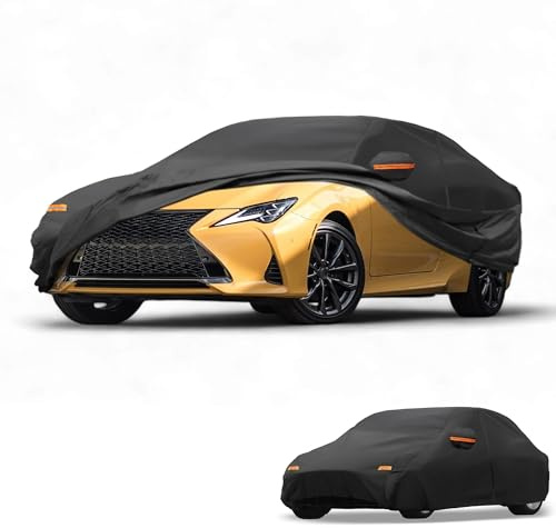Partuto Car Cover Waterproof All Weather Sun Rain Protection Full Exterior Cover for Lexus RC 190T-PU Black with Left Side Zippers