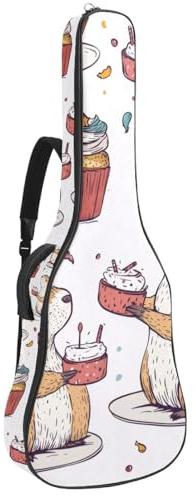 Gitarrentasche in voller Größe, 101,6 cm, 104,4 cm, 106,7 cm, Tragetasche für E-Bass, klassische Gitarre, niedliches Cartoon-Capybara, lustiges Tier, Mehrfarbig 04, 42.9x16.9x4.7 in, Lässiger