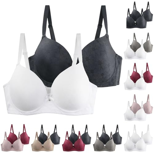 XCXC 2/3er-Pack Damen BHS mit Bügel Frauen Große Größen Push-Up Leicht Perfekte Passform Klassische-BH mit Verstellbaren Trägern, Anti-Sagging BH Set für Alltag und Freizeit