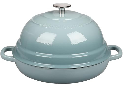 EDGING CASTING Enameled Cast Iron Dutch Oven Pot with Lid, Round Bread Oven for Homemade Sourdough Bread Baking, 6 Quart, Seasalt