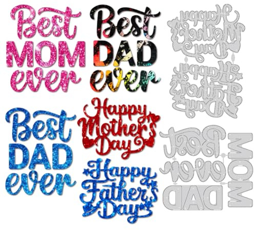 MAYJOYDIY Best MOM&DAD Ever Stanzformen Zum Basteln von Karten Metall Prägeformen Zum Muttertag Stanzformen Aus Papier Für Scrapbooking Bastelpapier Festivalkarten Geschenkdekor