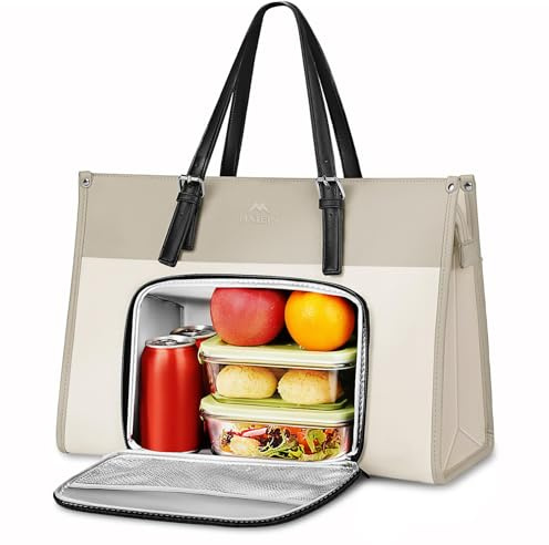 MATEIN Arbeitstasche Damen, Laptoptasche 15.6 Zoll mit Isolierted Lunch-Fach, Schultasche Damen, Aktentasche Wasserdicht, Handtasche Mit Kühlfach, Lehrertasche für Office, Tägliche Freizeit, Braun