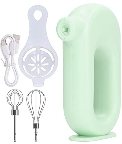 4 Speed Adjustable Handheld Egg Beater Milk Frother Electric Hand Mixer Eggbeater Handheld Foam Maker with USB Charging for Home Kitchen Baking and Cooking (Green)