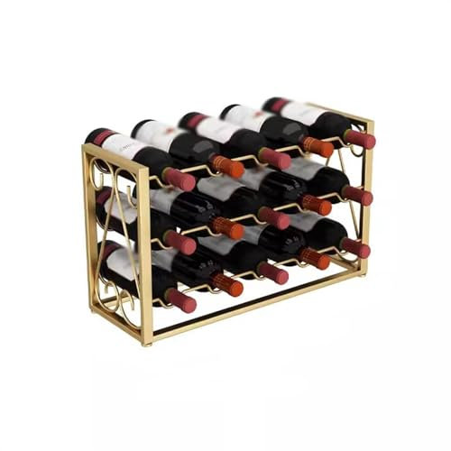 BMWJYLPM Weinregalständer aus Metall für Zuhause, stapelbarer Weinschrank, Nizer-Regal zur Lagerung von Weingütern, Goldener Weinflaschenhalter für die Küchenbar, Weinregal mit großer Kapazität als D