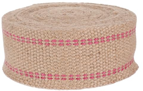 DIYEAH Bande De Sangle De Jute avec Rayures Rouges 39.37In pour Réparation De Chaises Et Fabrication De Corde Tressée Lourde Usage Intérieur Extérieur