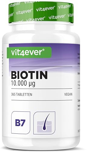 Biotina - 10.000 mcg - 365 Compresse - Alta Biodisponibilità: D-Biotina per Pelle, Capelli e Unghie - Senza Additivi indesiderati, Alto Dosaggio, Vegana