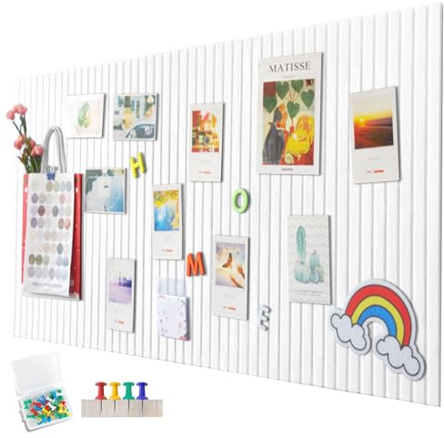 EUBSWA Tablón de anuncios de fieltro autoadhesivo de 60 x 40 cm, rayas verticales decorativas de fieltro, tablero de fieltro, pizarra plegable para fotos, tableros de notas, tableros de notas