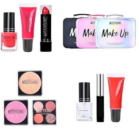 Wisnewth Trousse de Maquillage Complète avec Étui Rose : 6 Palettes Fard à Paupières, Blush, Rouge à Lèvres, Pinceaux & Organisateur Portable