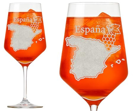 eXODA copa de vino grabada mapa de España 350ml apta para lavavajillas diseño elegante para noches con amigos y ocasiones especiales para momentos de disfrute con estilo