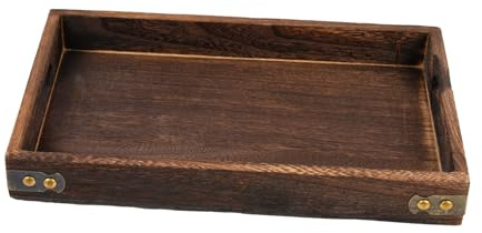 ANDRESLAD Plateau Alimentaire en Bois Massif Rectangulaire Petit Format Plateau Solide en Bois Naturel Accessoire Décoratif Vintage pour Maison Assiette à Pain et Rangement de Collations