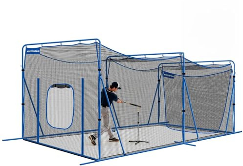 20ftx10ftx8ft Baseball Softball Cage with Hitting Net,Dual Sided 7-Ply Netting for Batting/Pitching/Fielding,Heavy-Duty Metal Frame and Windproof Ropes for Backyard Outdoor Indoor