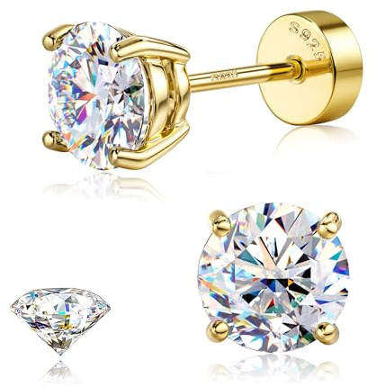 SLLAISS Moissanite Stud Earrings Women 925 Sterling Silver 0.6CTW-4mm