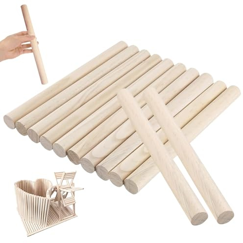 12 Stück Holzstäbchen, Rundholz 2 × 30 cm Natürliche Holzstäbe zum Basteln Rundstab Holz Runde holzstab für DIY Handwerkm Modellbau Deko