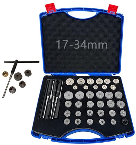 Set Universale di alesatori e Utensili di rettifica per valvole da 34/42 Pezzi, Kit di Attrezzi per Riparazione Auto e Moto con Mole Abrasive, Set di alesatori per sedi valvole(17-34mm)