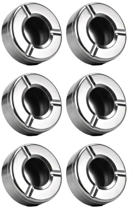 Round Stainless Steel Ashtray, 10cm, 6 Pack Metal Ashtray(Silver)