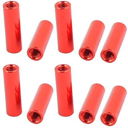 sourcing map 10Stk. M3 x 16mm Abstandshalter Bolzenbefestigung Rot | Aluminiumsäulenlegierung