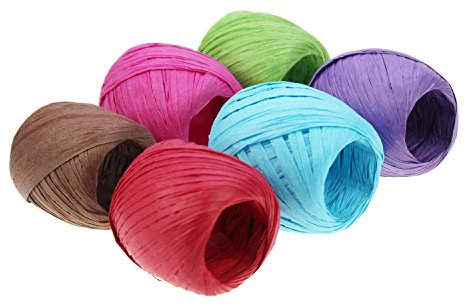 6 Rollen 6 Farben Bast Bindfäden Papierschnur für Box Verpackung