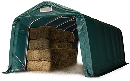 Robuster Weideunterstand 3,3x7,2 m wetterfeste PVC Plane, 800N, Unterstand Lagerzelt grün