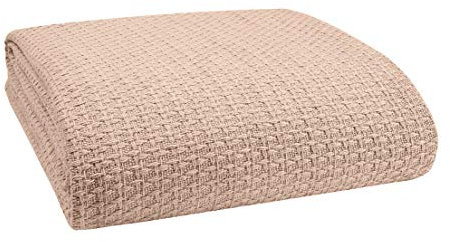 Elvana Home 100% Baumwolle Bettdecke, atmungsaktive Bettdecke, Twin Size, Baumwolle Thermodecken Twin, perfekt für Schichten jedes Bett für alle Jahreszeiten, beige