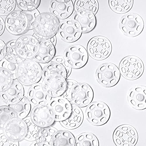 40 Paare Kunststoff Druckknopf Verschlussknöpfe Transparente Knöpfe Unsichtbare Annähen Druckknöpfe Kunststoff Klare Knöpfe für DIY Handwek Nähen von Kleidung (15 mm/ 0,59 Zoll)