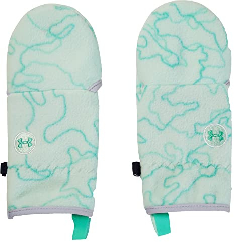 Under Armour Big Girls Fleece Printed Gloves (L_Green(1356693-403)/White, Large)