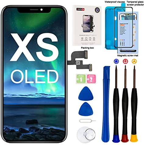 EFAITHFIX Pantalla OLED de Repuesto para iPhone XS (no LCD), Pantalla | Digitalizador de pantalla táctil 3D FHD para A1920, A2097, A2098, A2099, A2100, montaje de marco, adhesivo impermeable