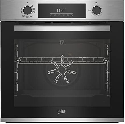 Beko BBIE12300XFP b300 Einbau-Backofen mit 8 Heizarten, 72 l Garraum-Volumen, Multifunktionsdisplay, Sensortasten, Pyrolytische Selbstreinigung, AeroPerfekt, SteamShine-Reinigung, Schwarz/Edelstahl
