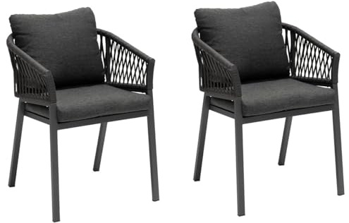 HESPERIDE - Lot de 2 Fauteuils de Jardin Oriengo Anthracite & Graphite